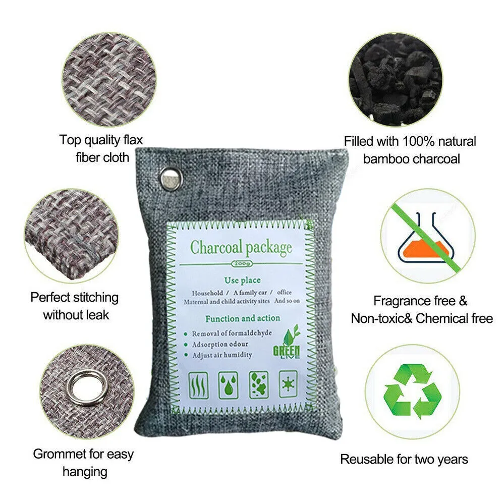 30PCS Air Purifying Bags | Activated Bamboo Charcoal Freshener | For Car Home Shoes | 200g