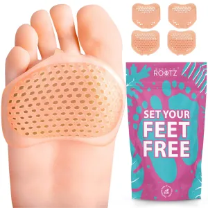 4x metatarsal pads for men and women. Soft silicone gel foot pads, pain relief for high heels and work shoes