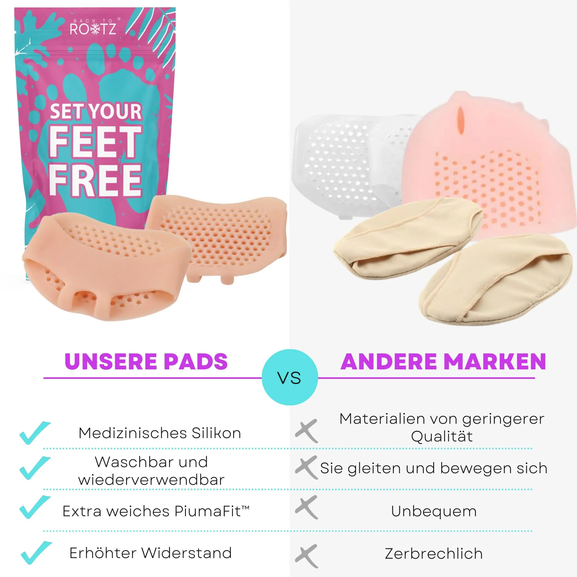 4x metatarsal pads for men and women. Soft silicone gel foot pads, pain relief for high heels and work shoes