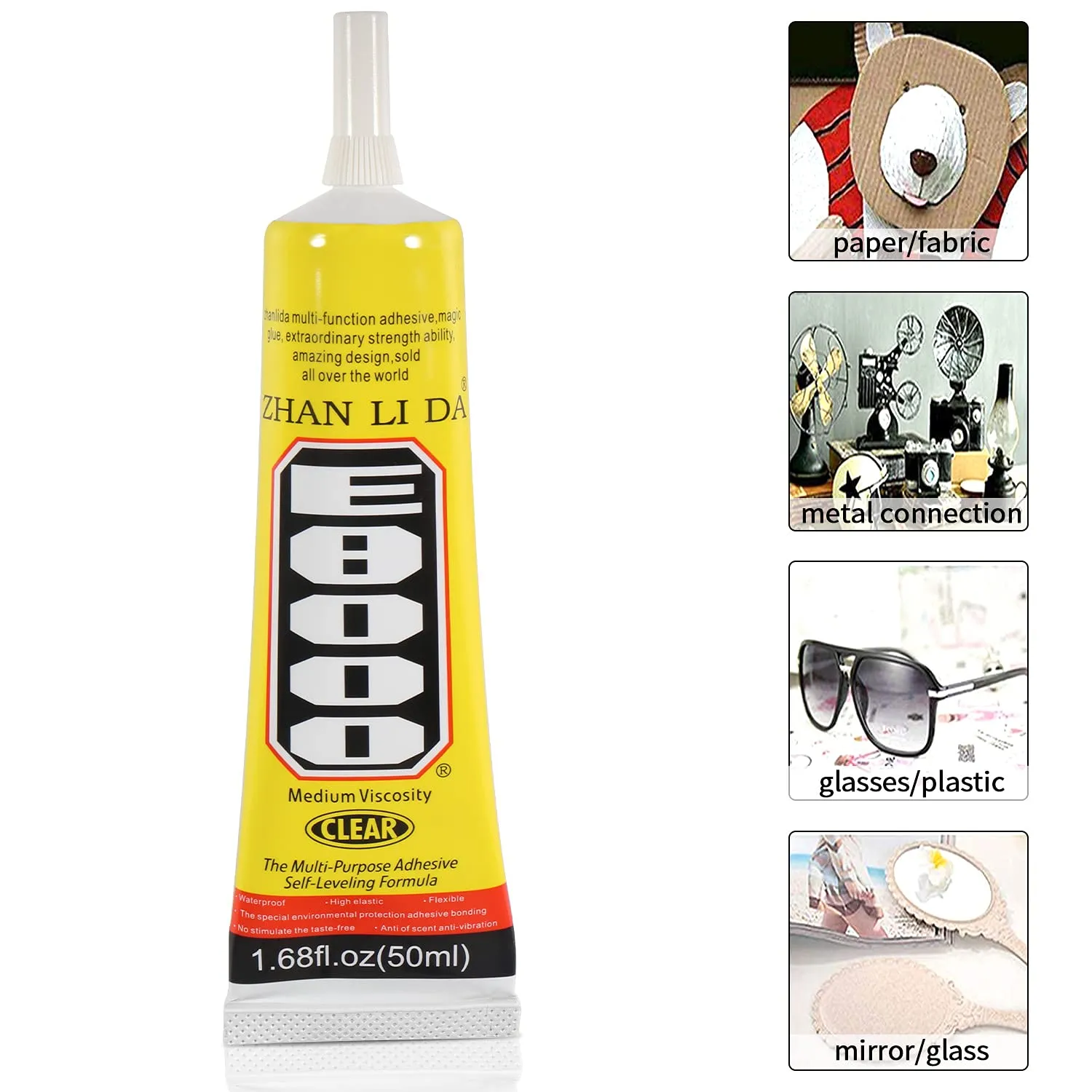 50ML E-8000 Transprant Adhesives Super Liquid Glue Clear Epoxy Glues Multi-Purpose for DIY Crafts Glass Phone Screen Jewelry Nails Glass Phone Plastic Tools E8000