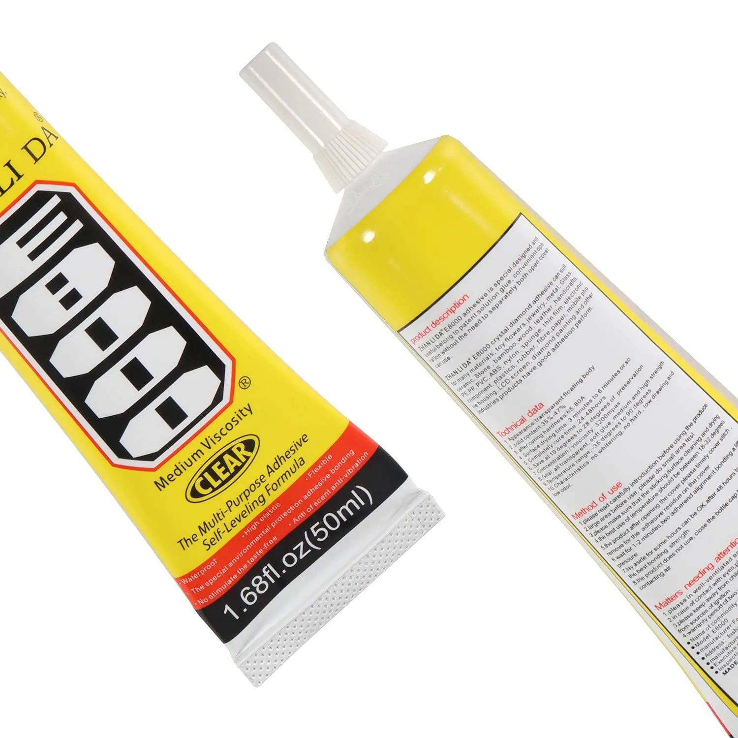50ML E-8000 Transprant Adhesives Super Liquid Glue Clear Epoxy Glues Multi-Purpose for DIY Crafts Glass Phone Screen Jewelry Nails Glass Phone Plastic Tools E8000