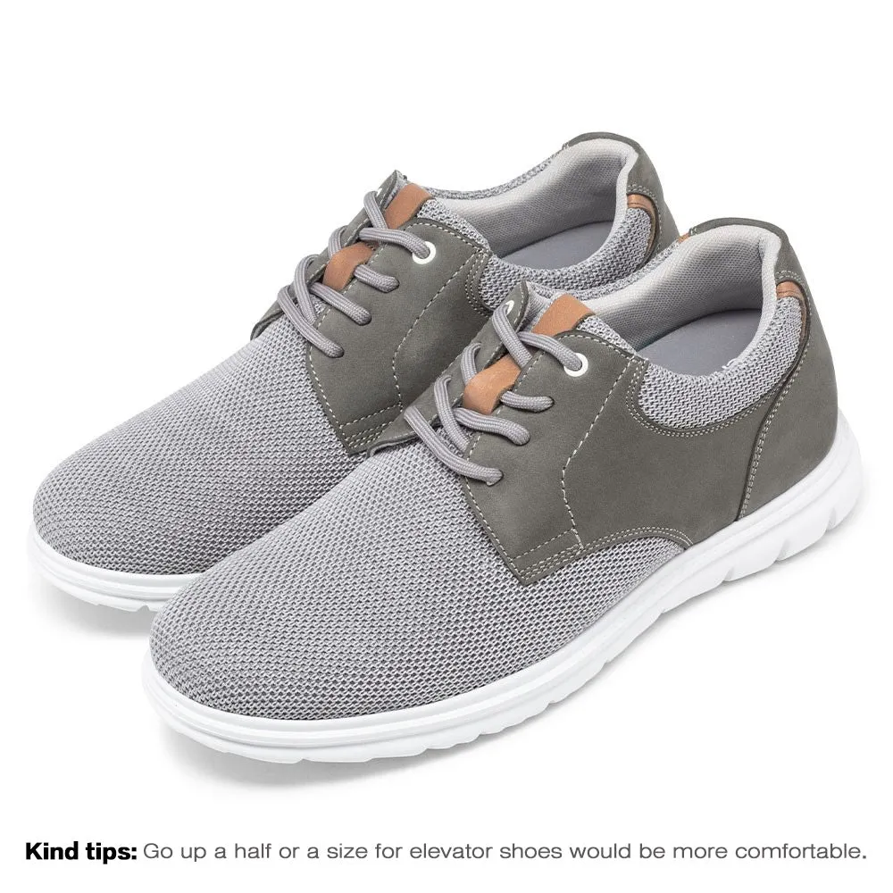 7CM / 2.76 Inches CMR CHAMARIPA Men's Elevator Shoes Grey Knit Casual Shoes For Short Men That Make You