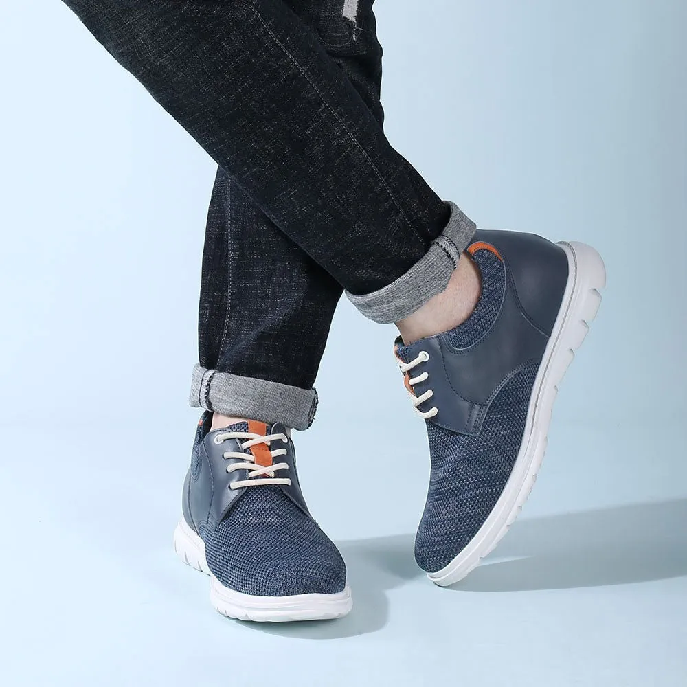 7CM / 2.76 Inches CMR CHAMARIPA Men's Elevator Shoes Navy Knit Casual Shoes