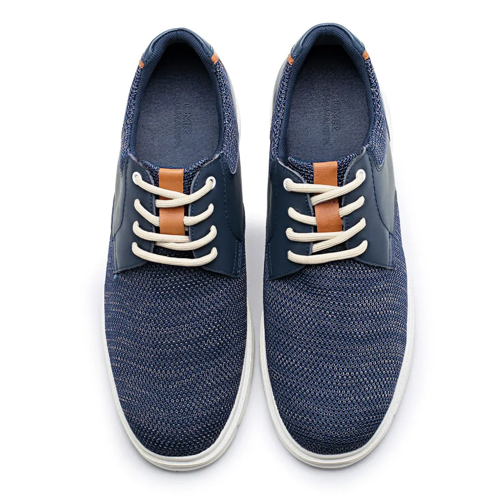 7CM / 2.76 Inches CMR CHAMARIPA Men's Elevator Shoes Navy Knit Casual Shoes