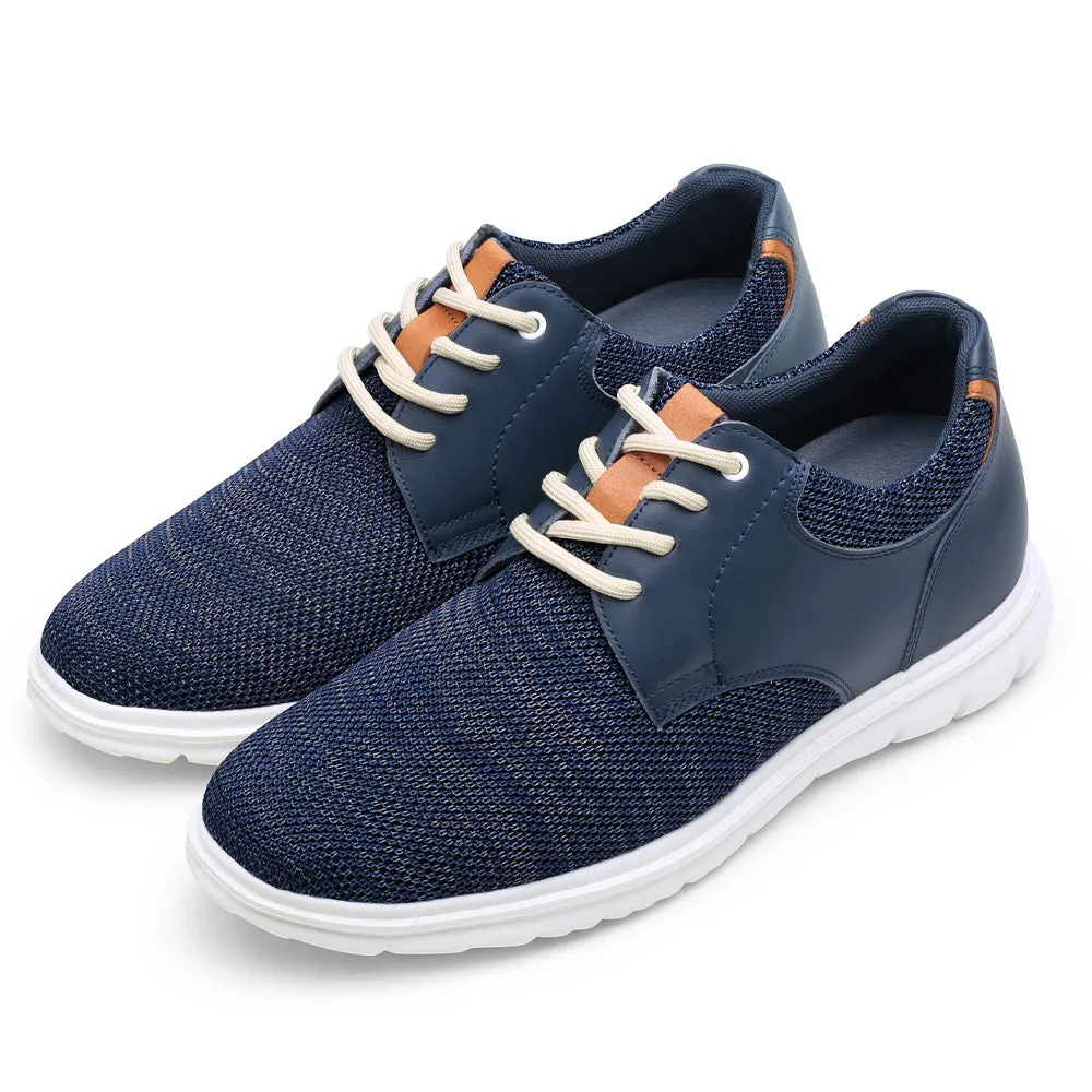 7CM / 2.76 Inches CMR CHAMARIPA Men's Elevator Shoes Navy Knit Casual Shoes