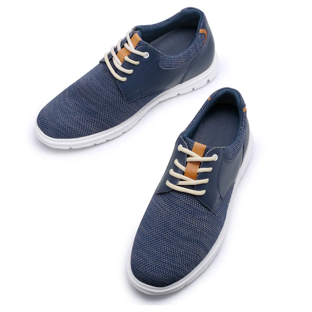 7CM / 2.76 Inches CMR CHAMARIPA Men's Elevator Shoes Navy Knit Casual Shoes