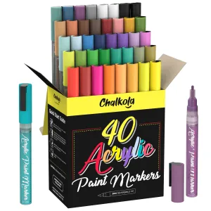 Acrylic Paint Marker Pens - Pack of 40, Fine Tip