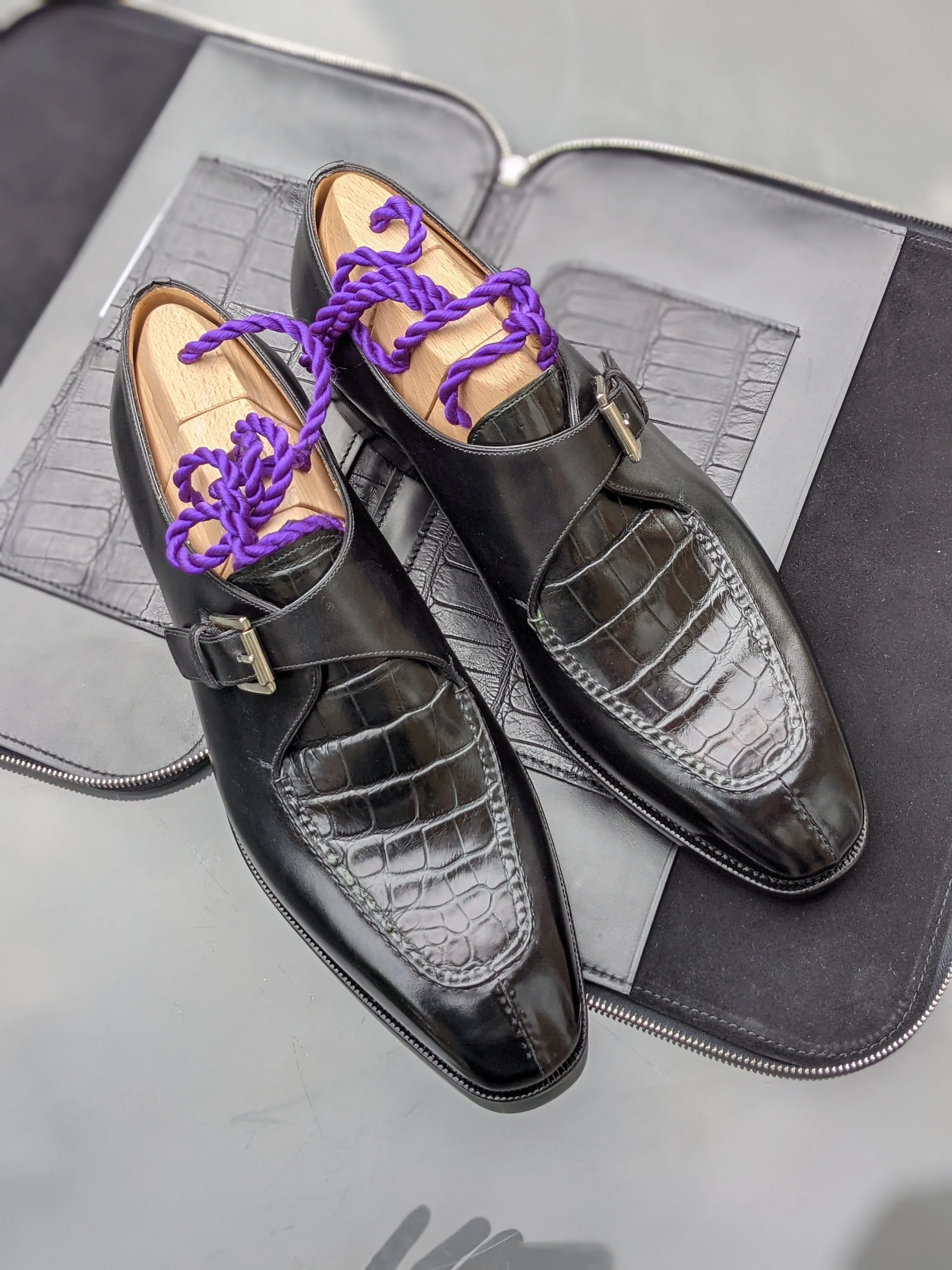 Ascot Andre - Black Crocodile & Black Calf