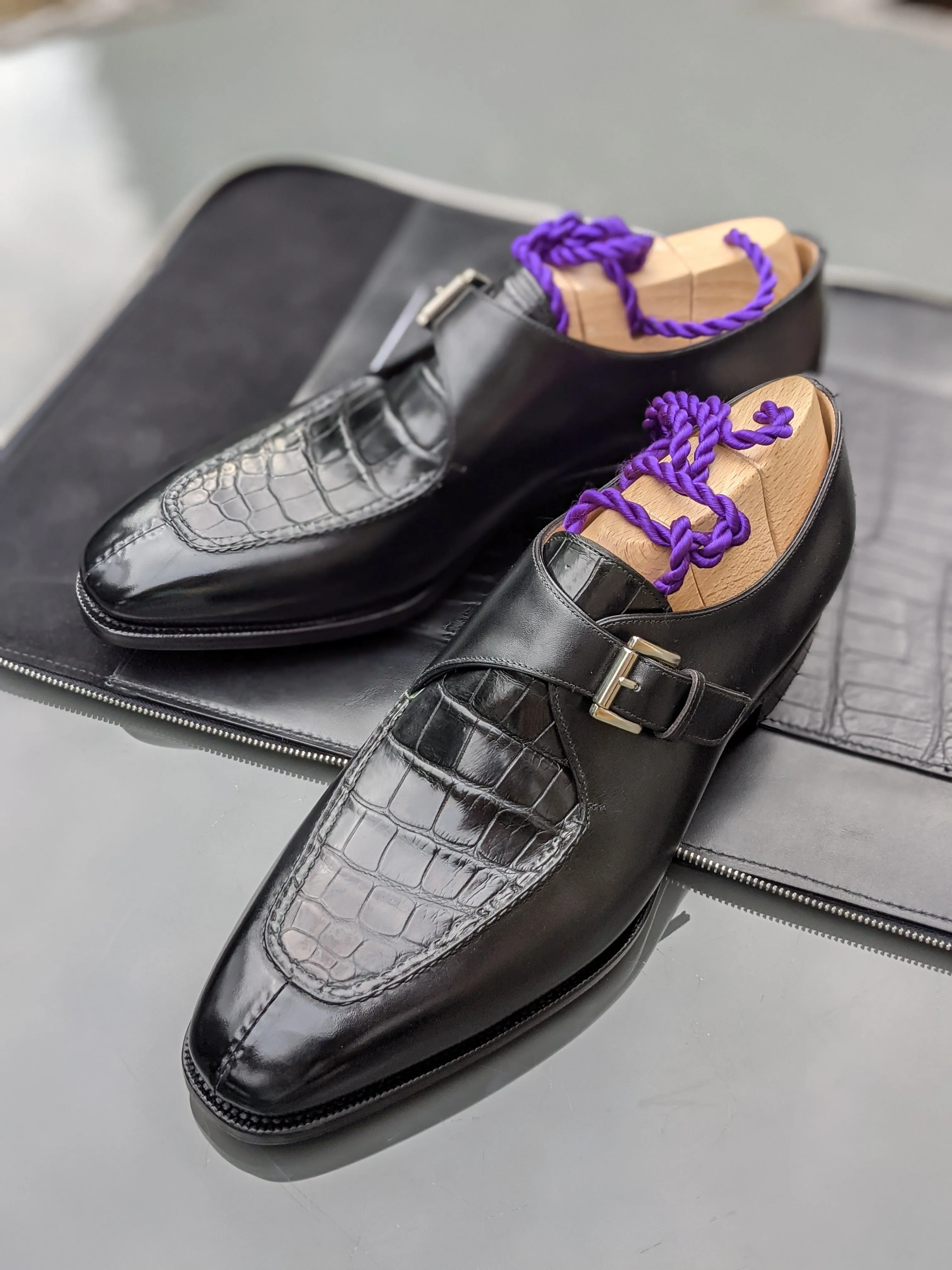 Ascot Andre - Black Crocodile & Black Calf