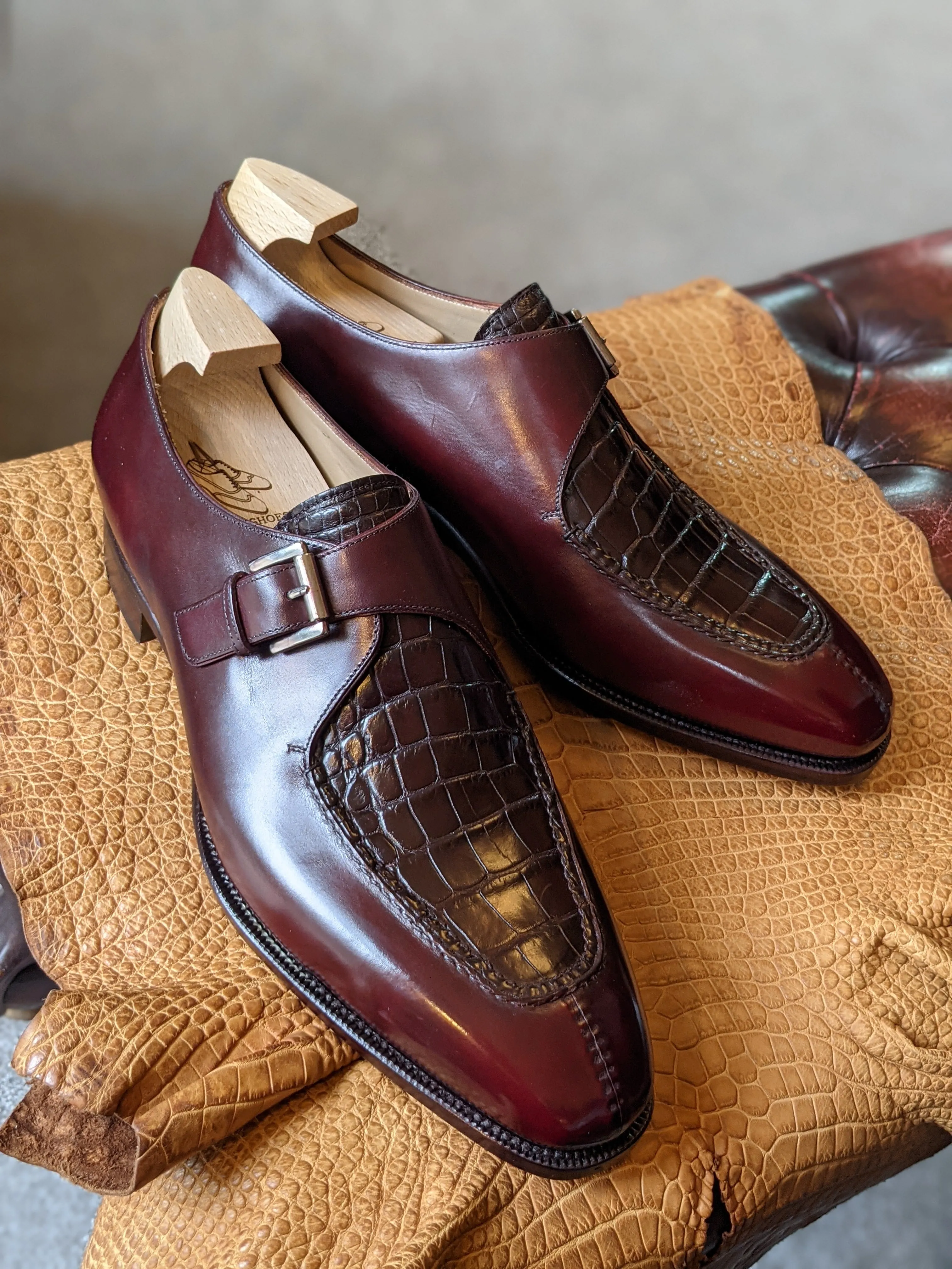 Ascot Andre - Bordeaux calf & bordeaux alligator