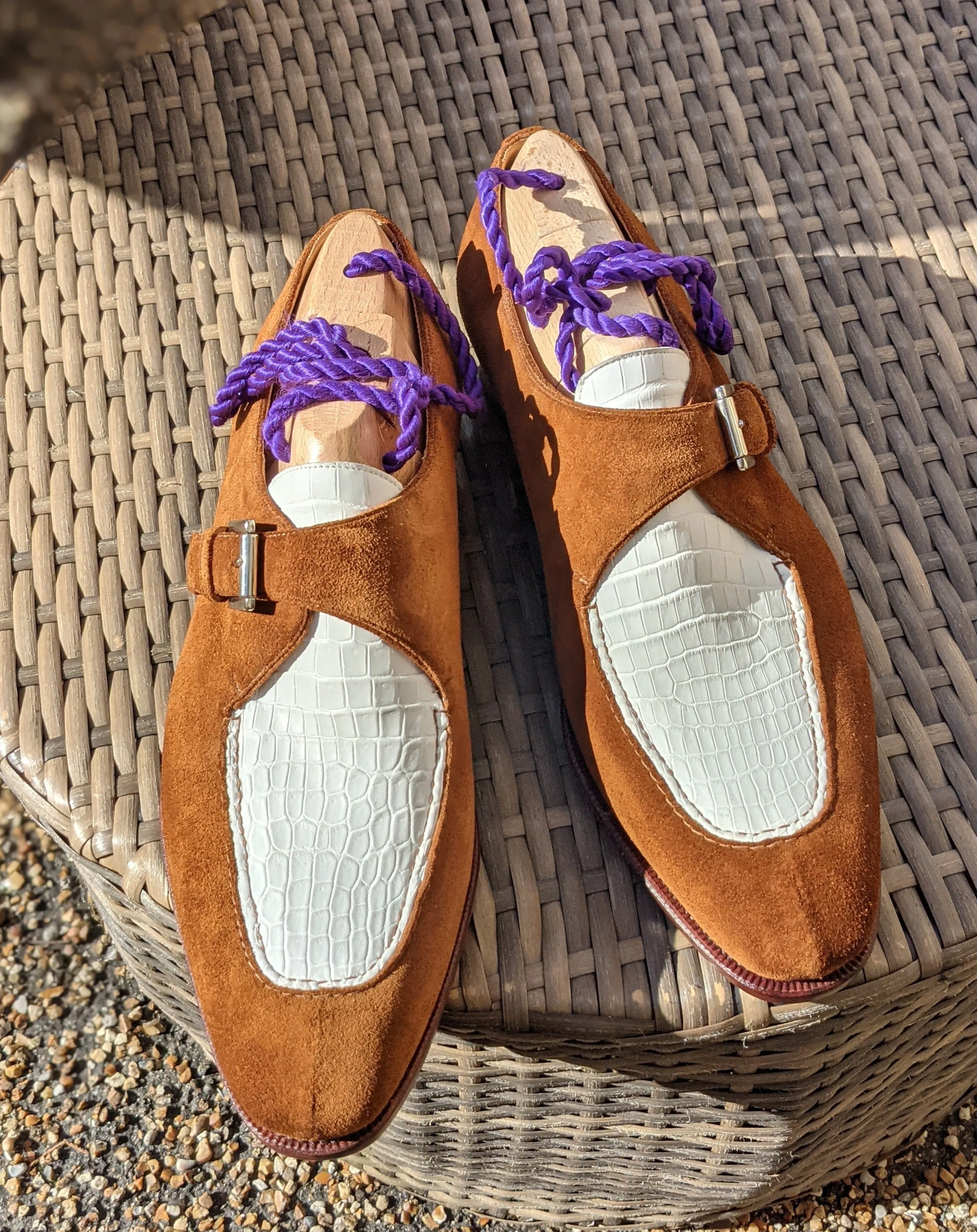 Ascot Andre - Camel Suede & White Crocodile