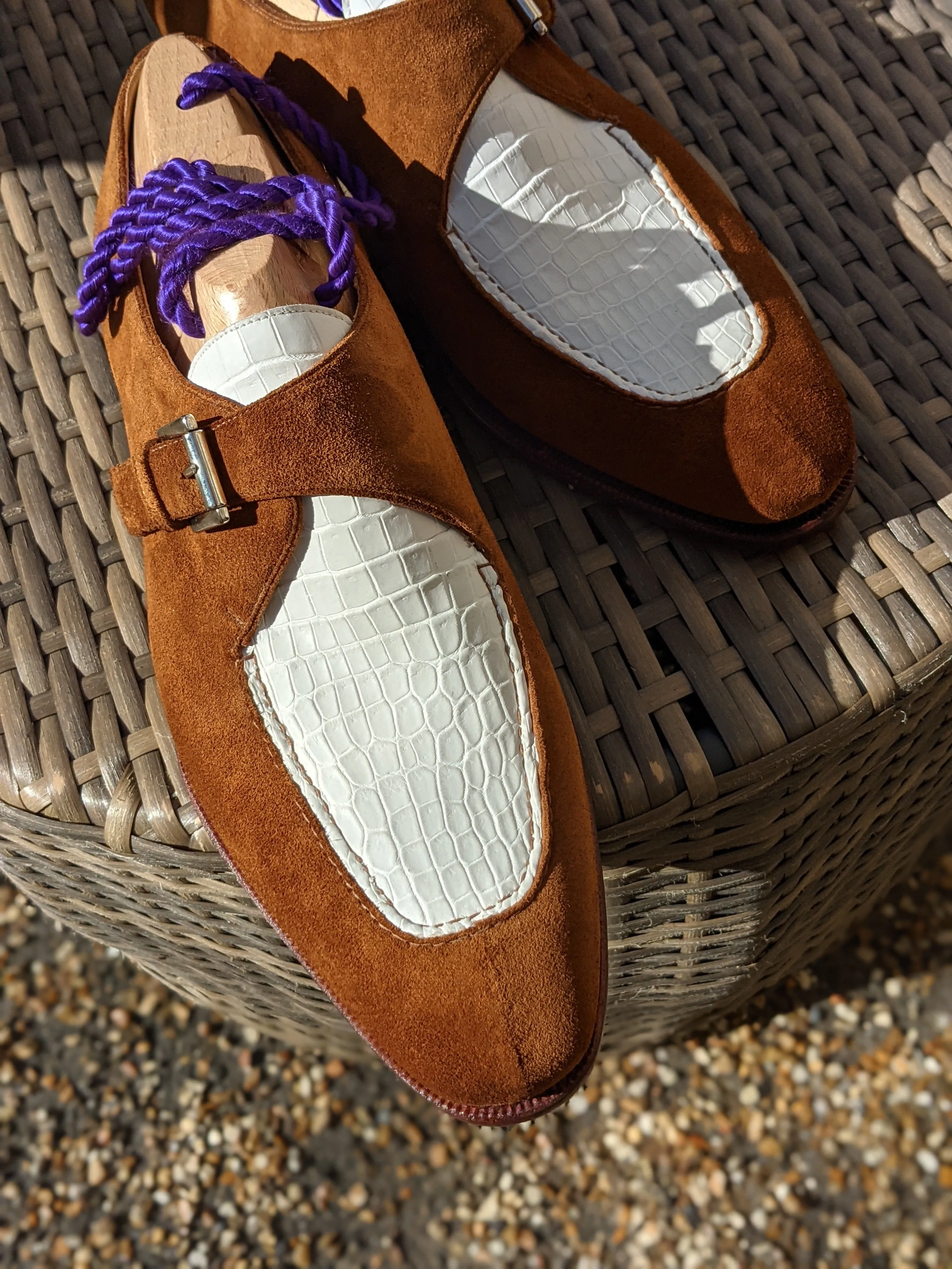Ascot Andre - Camel Suede & White Crocodile