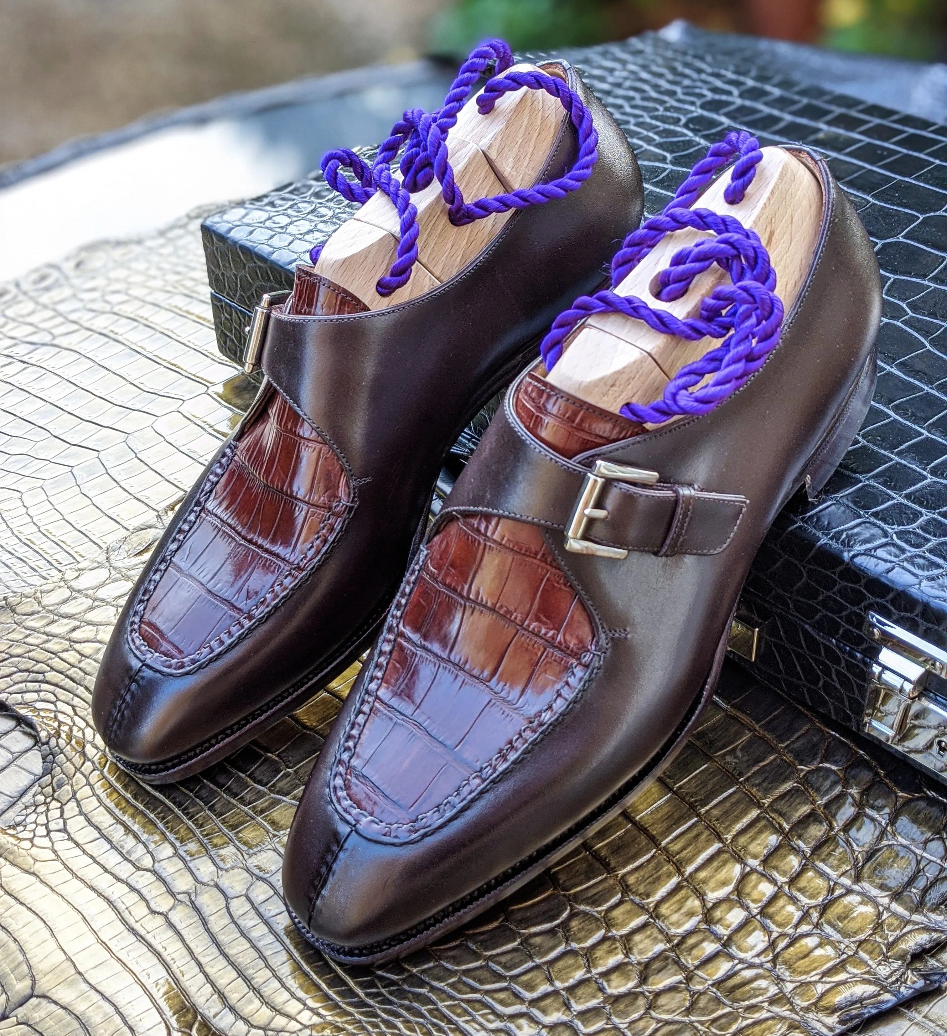 Ascot Andre - Dark Cognac Alligator & Brown Calf