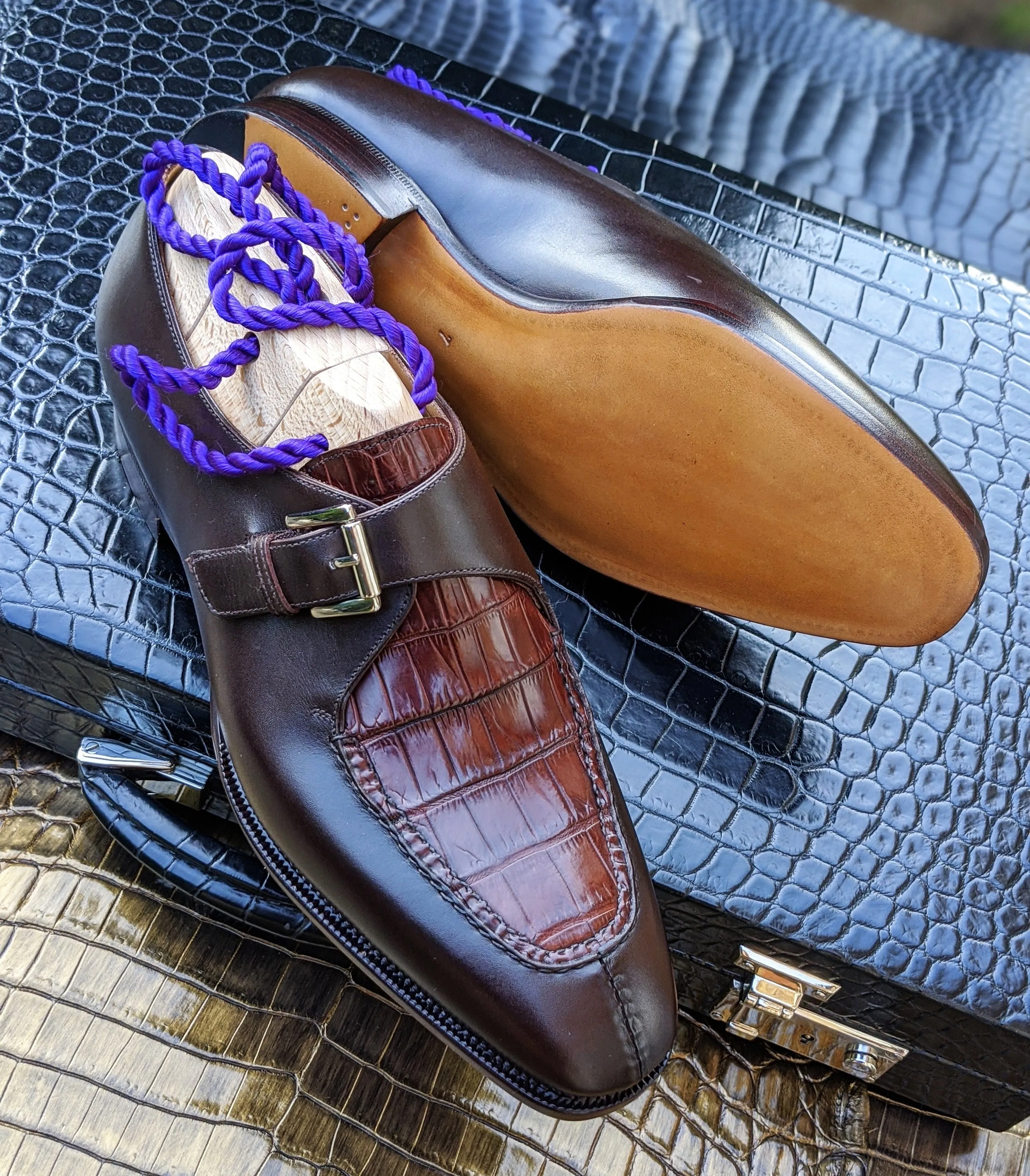 Ascot Andre - Dark Cognac Alligator & Brown Calf