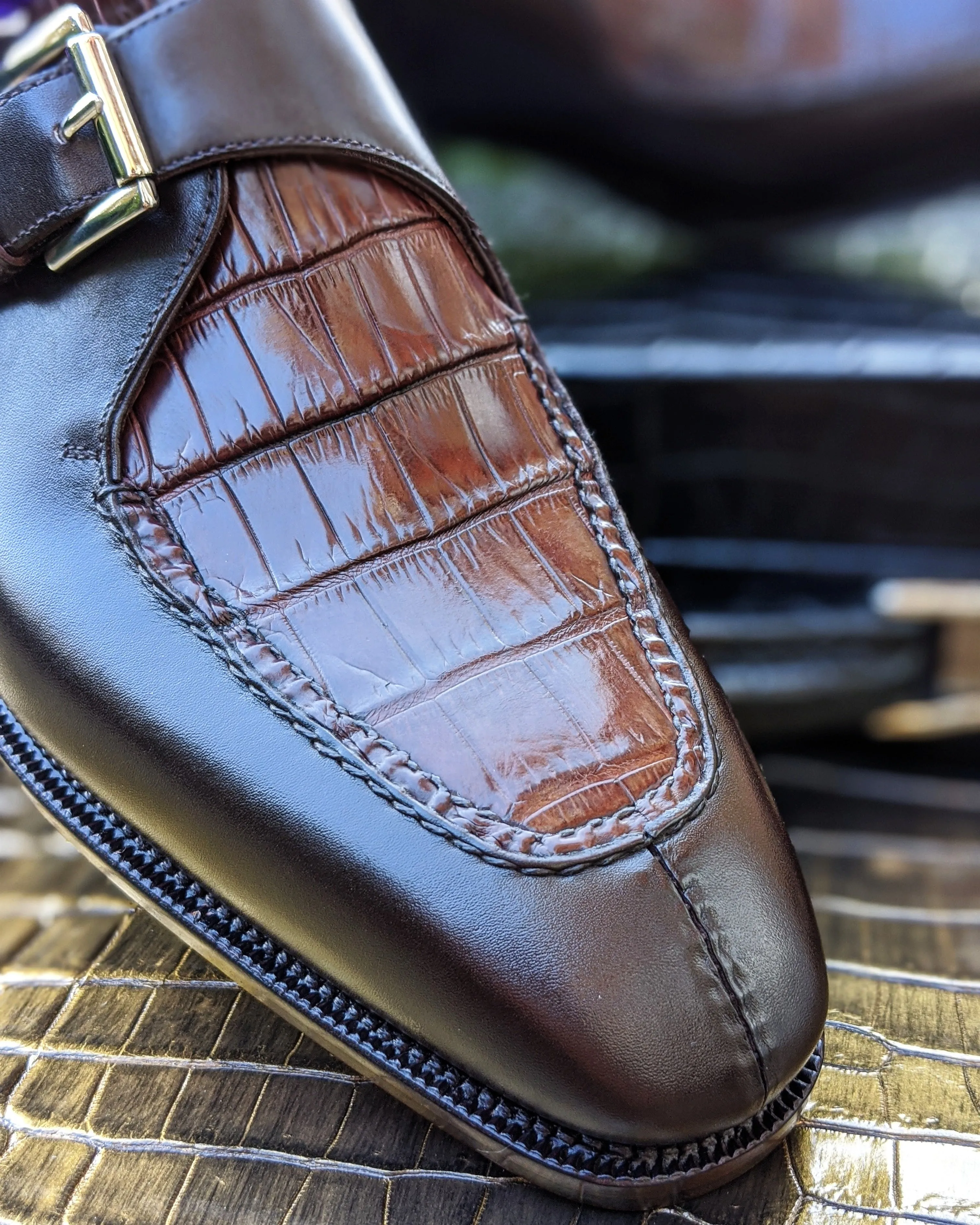 Ascot Andre - Dark Cognac Alligator & Brown Calf