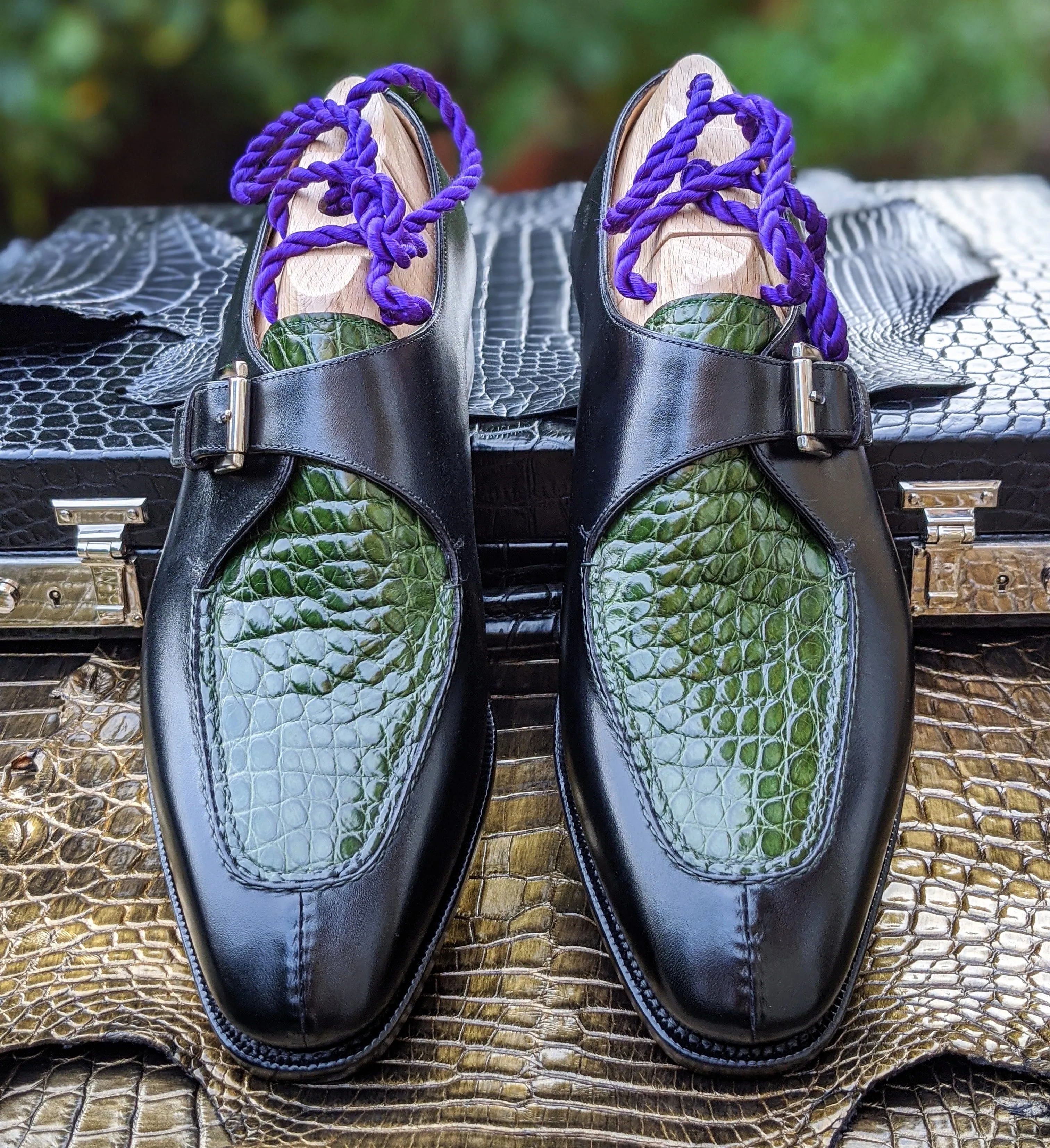 Ascot Andre - Green Crocodile & Black Calf