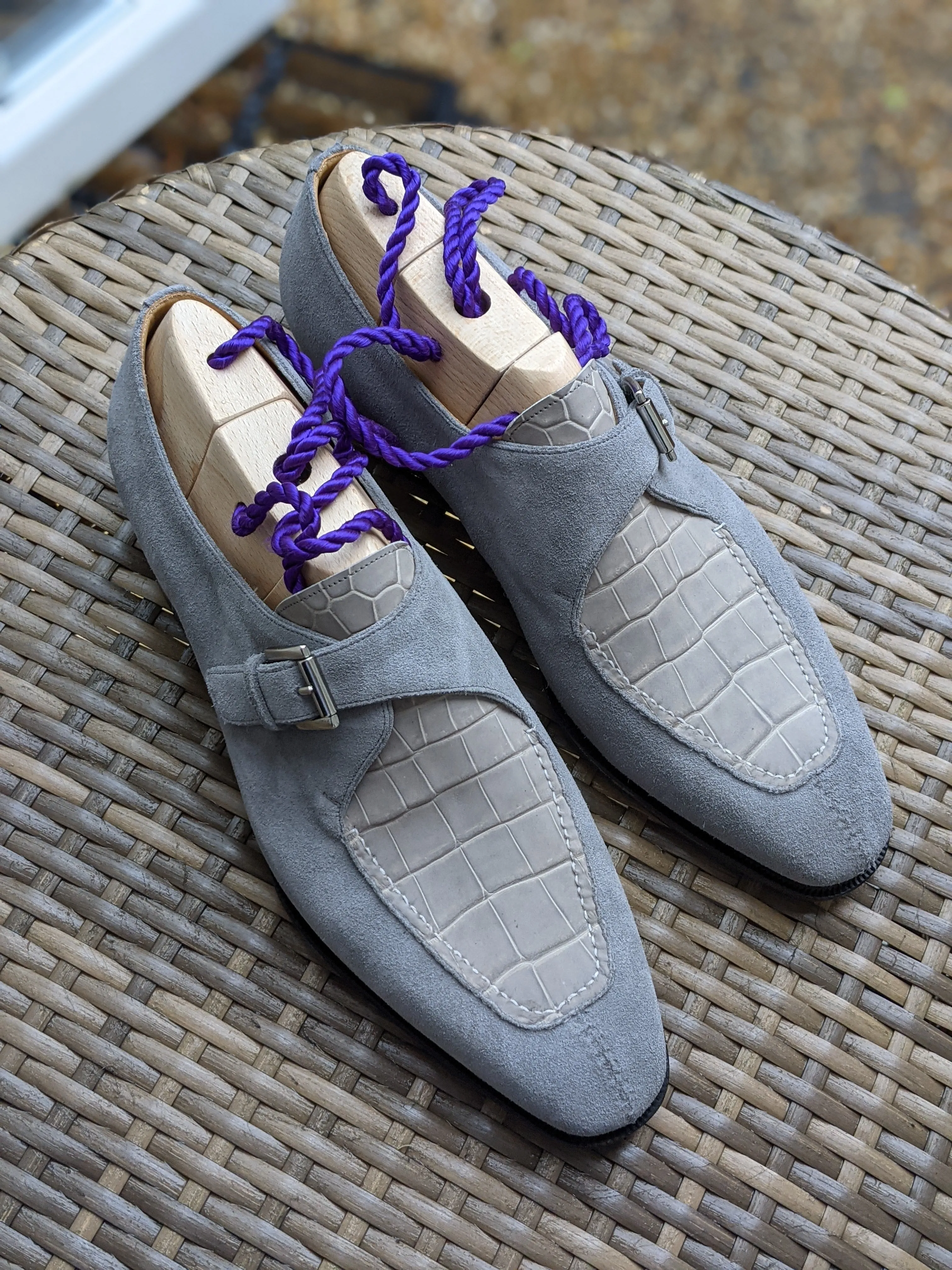 Ascot Andre - Light Grey Suede & Crocodile