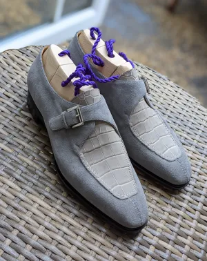 Ascot Andre - Light Grey Suede & Crocodile