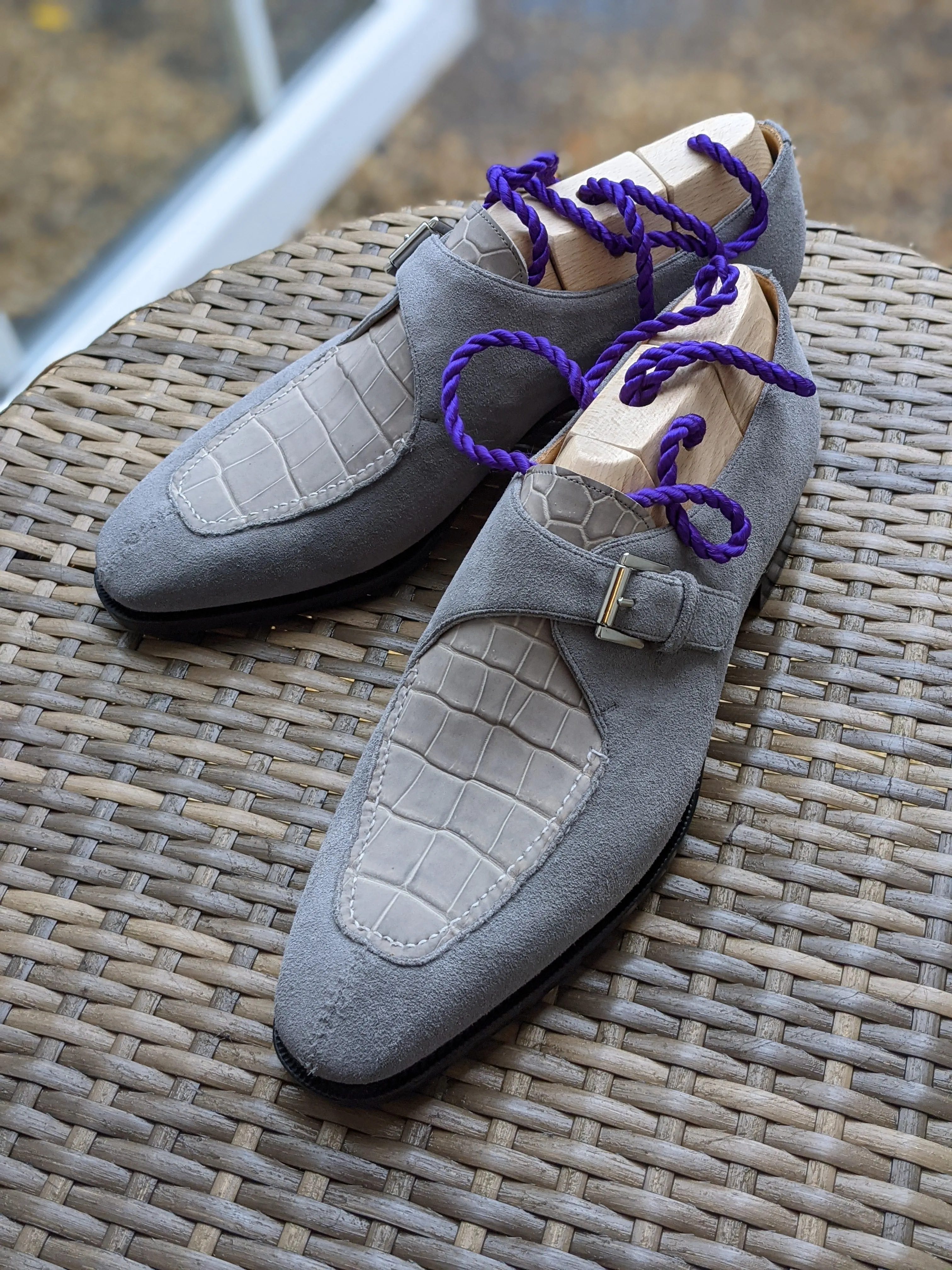 Ascot Andre - Light Grey Suede & Crocodile