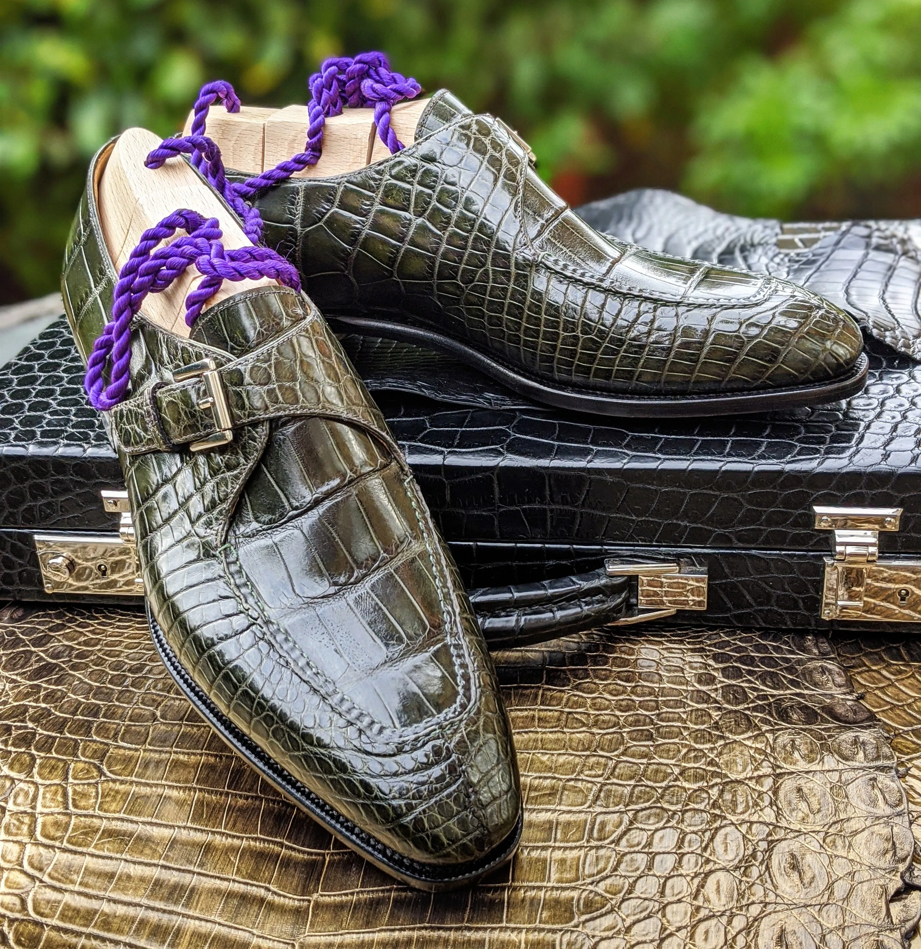 Ascot Andre - Olive Green Alligator