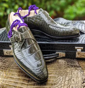 Ascot Andre - Olive Green Alligator