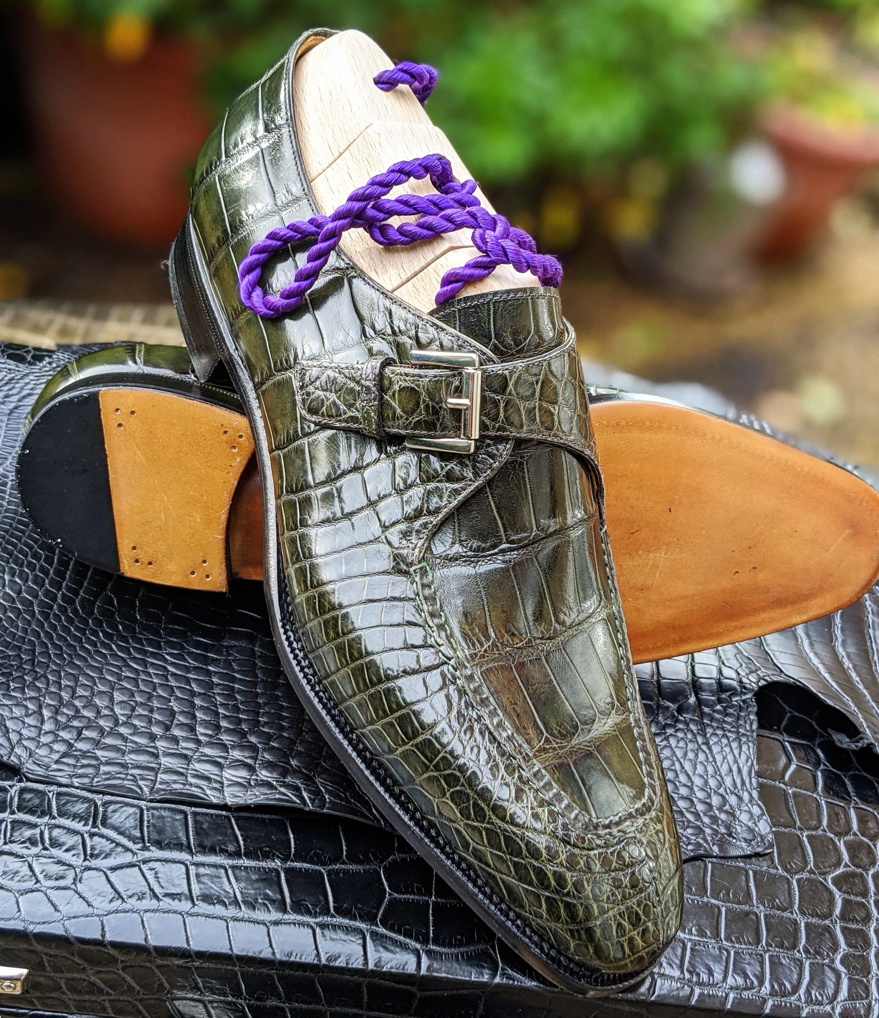 Ascot Andre - Olive Green Alligator