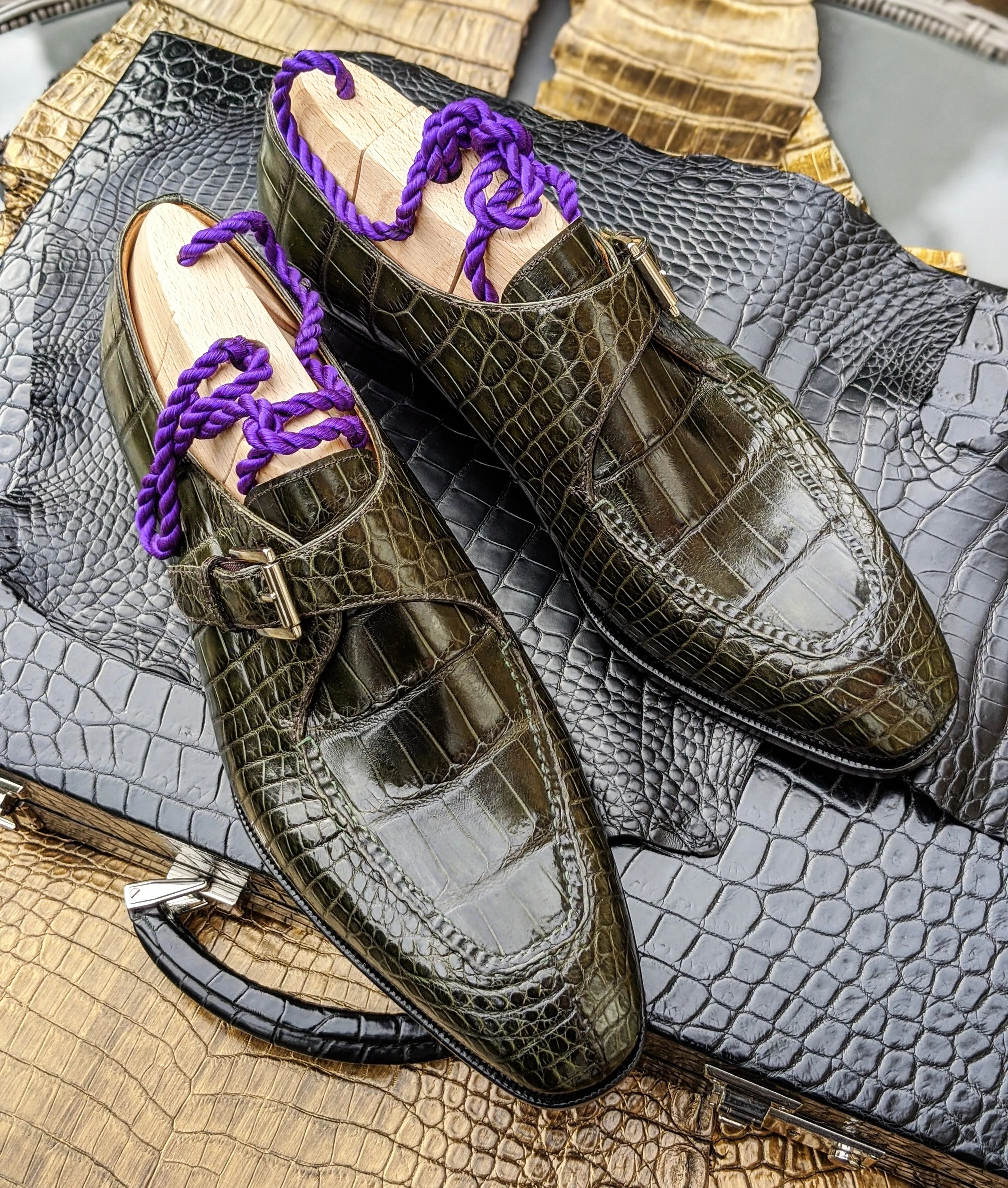 Ascot Andre - Olive Green Alligator