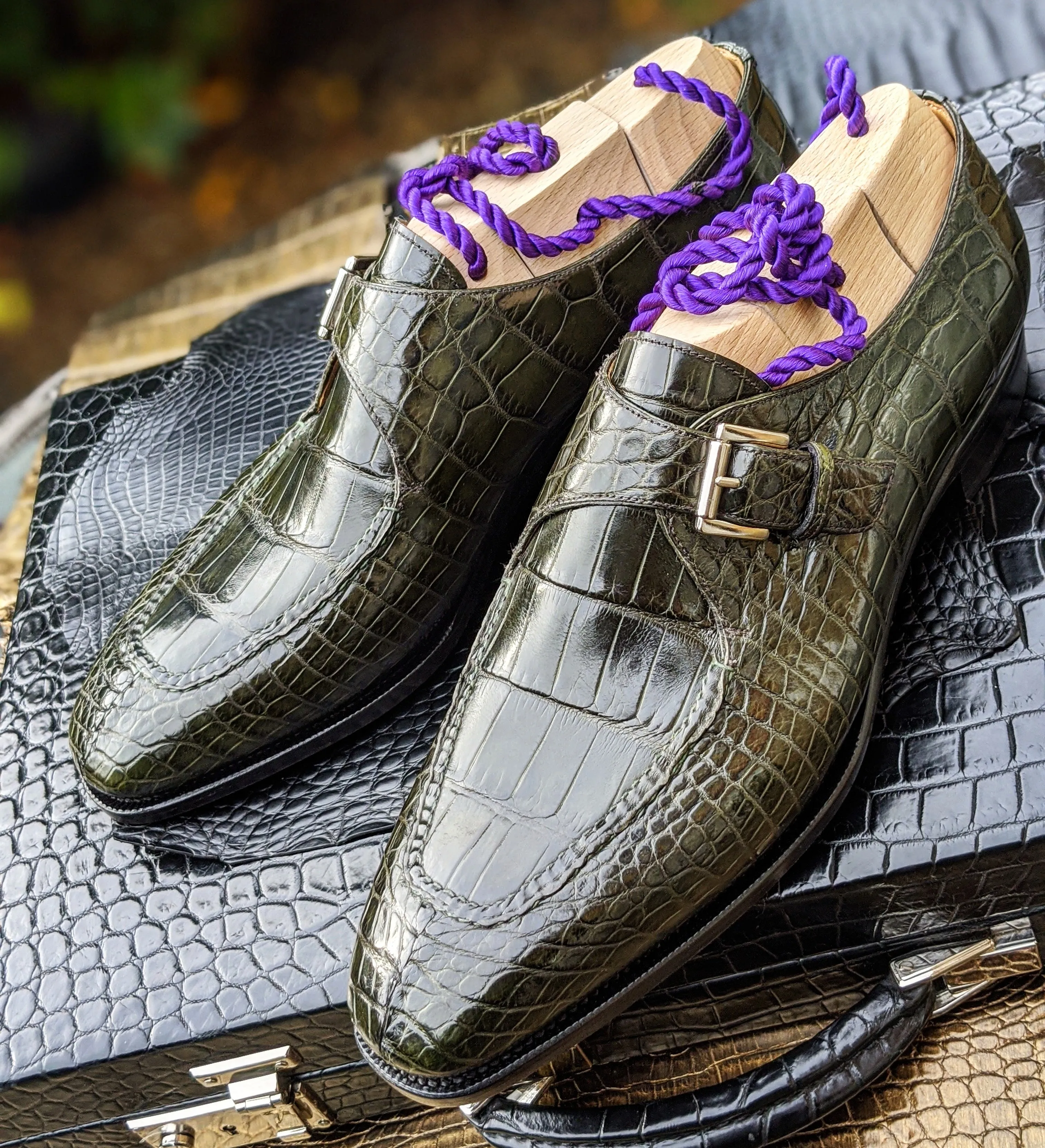Ascot Andre - Olive Green Alligator