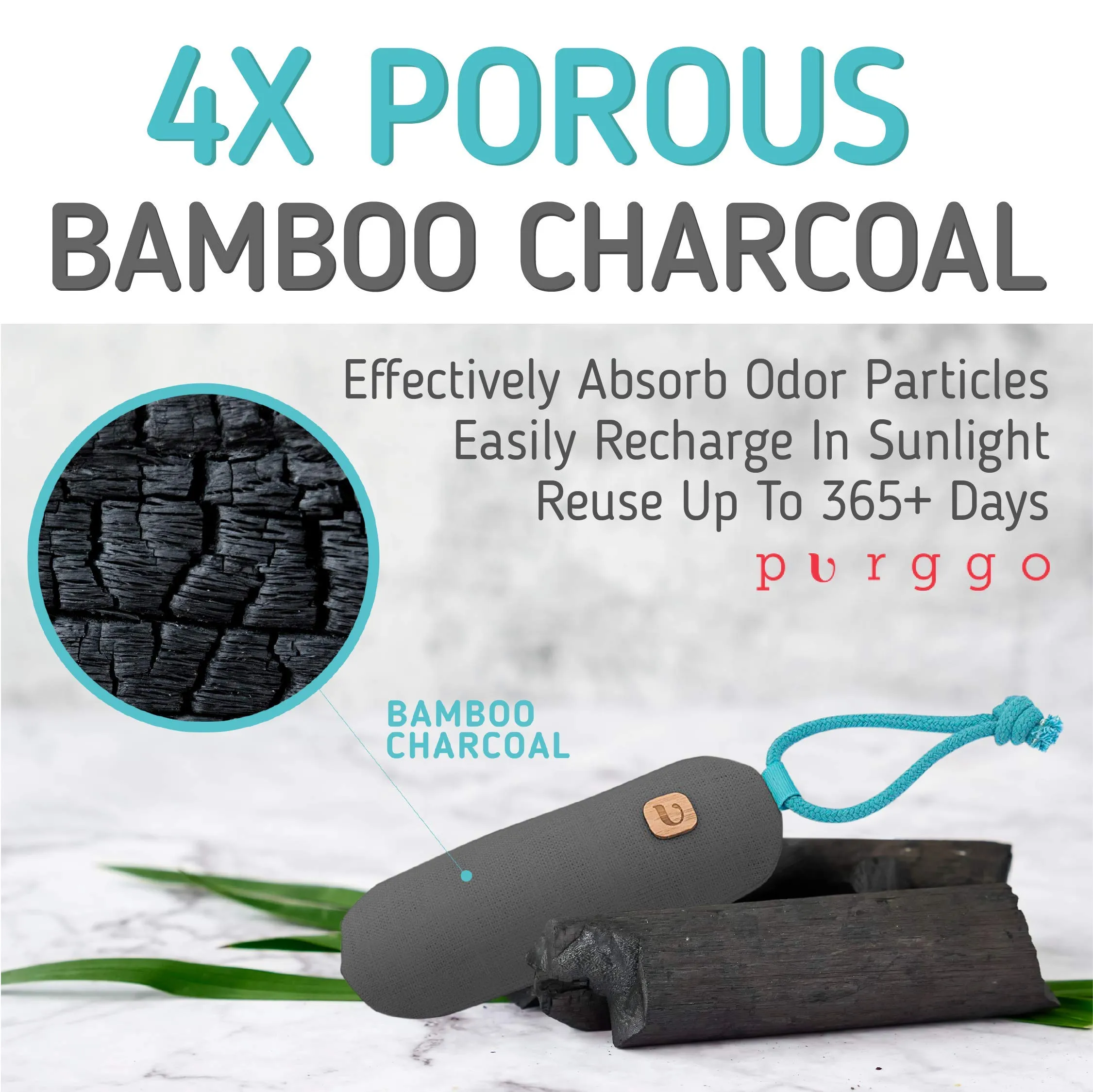 Bamboo Charcoal Shoe Deodorizer Air Purifying Bag - Natural Odor Eliminator - Last 365  Days - No Chemicals - Air Freshener for Shoes and Closet - Remove Odor Naturally - [2 Pack] [Gray] 1 Lava Gray