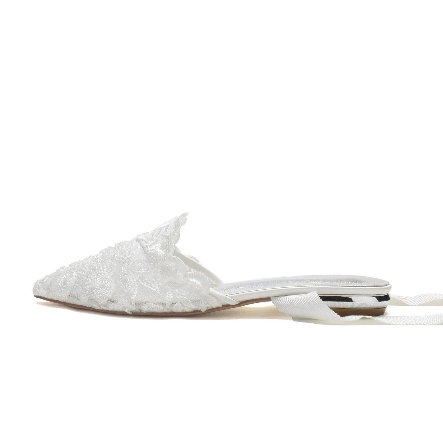 Beaded Lace Flat Shoes
