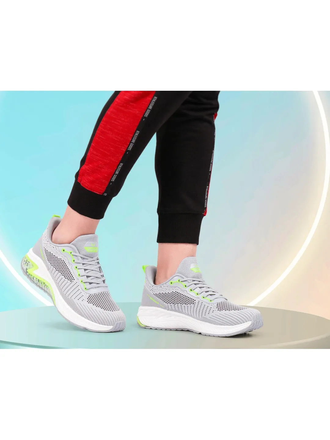 Bersache Lightweight Casual Sneaker Shoes For Men Grey-9043
