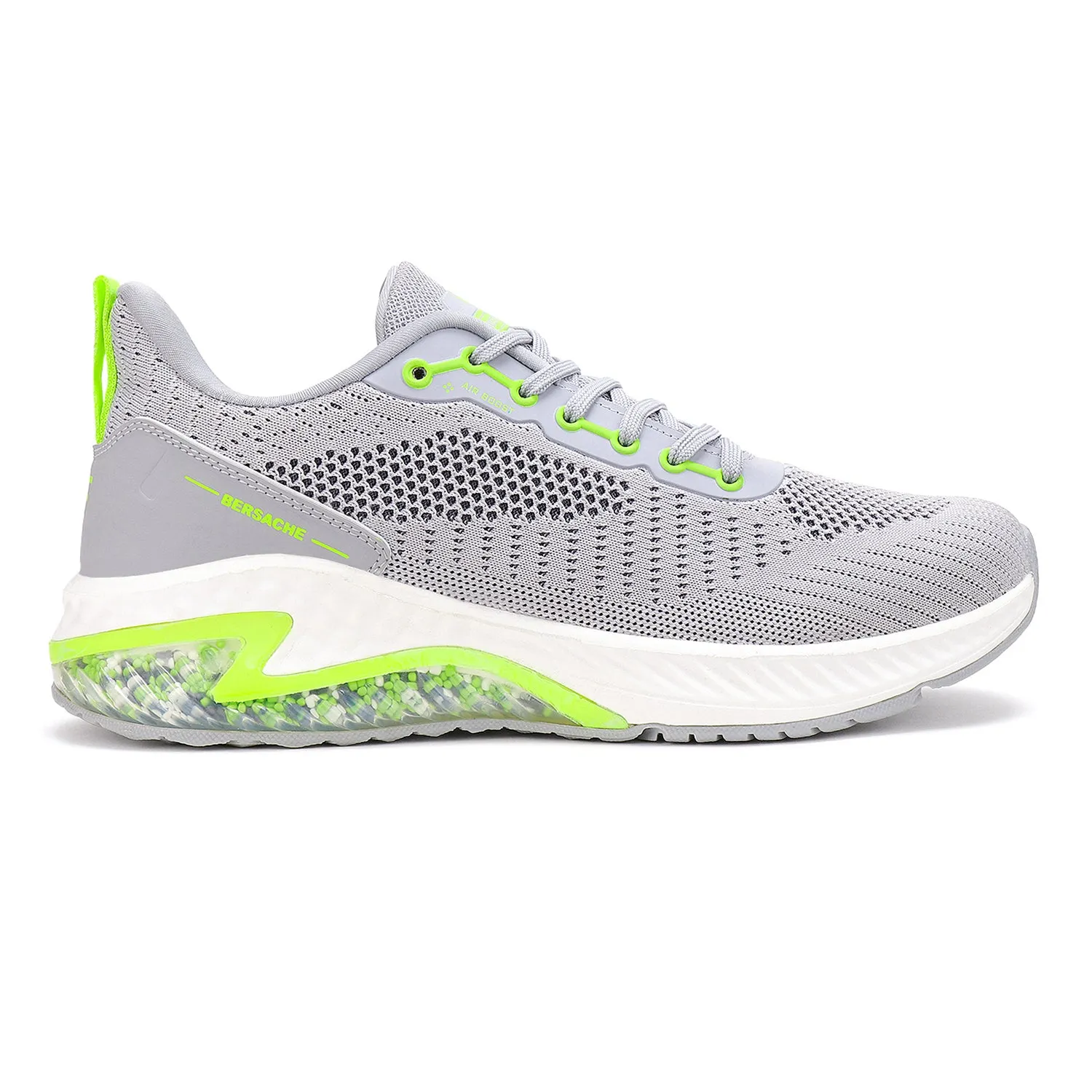 Bersache Lightweight Casual Sneaker Shoes For Men Grey-9043
