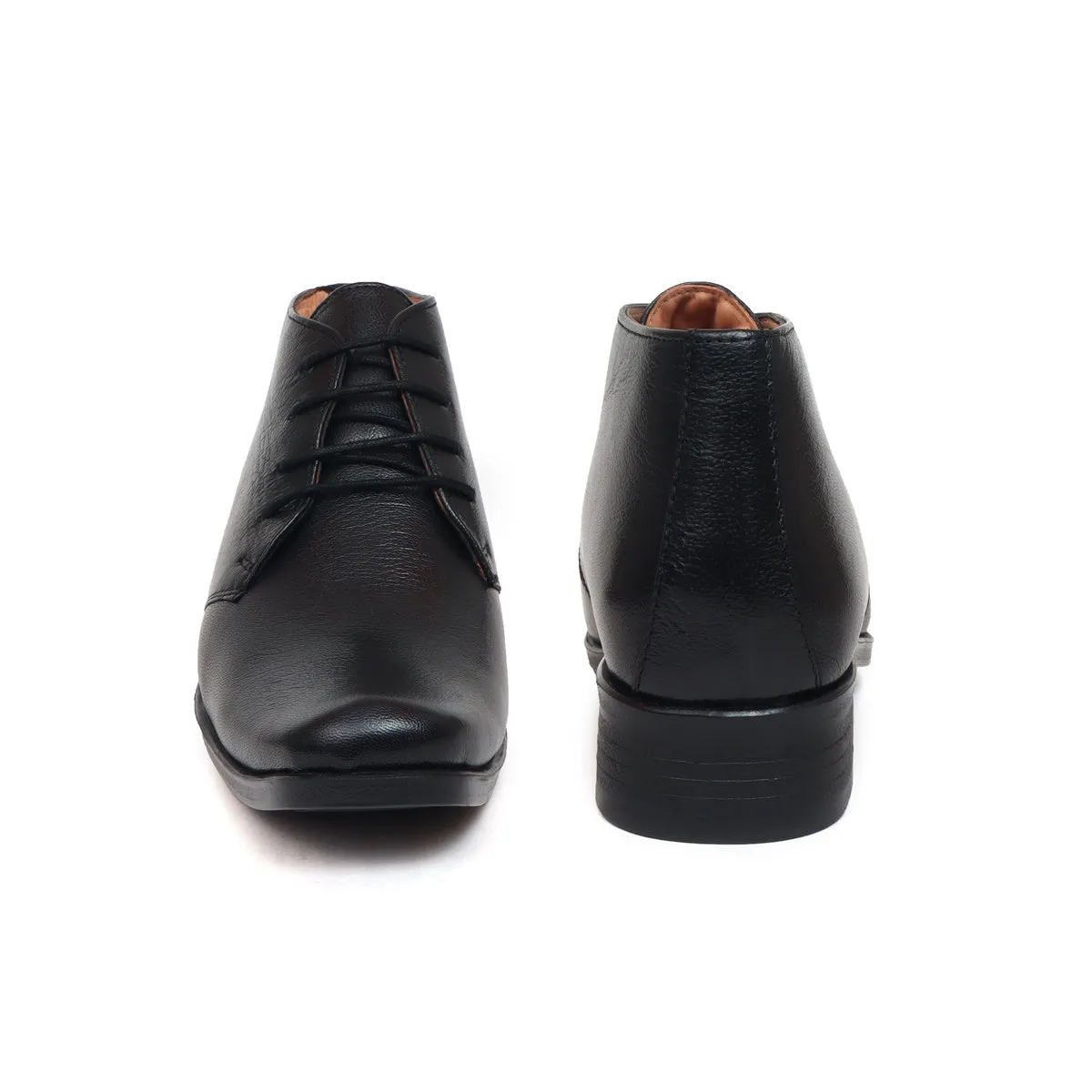 Black Leather Lace up Ankle Boots for Men G – 71