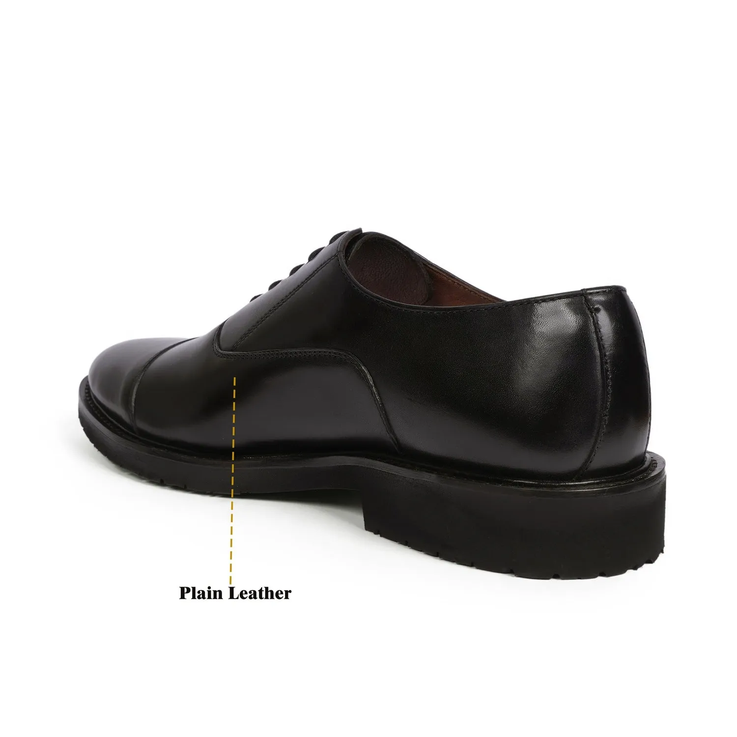 Black Leather Lightweight Oxford Lace-Up Shoes