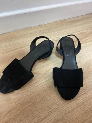 Black suede strappy block heel, Hush, Size 8
