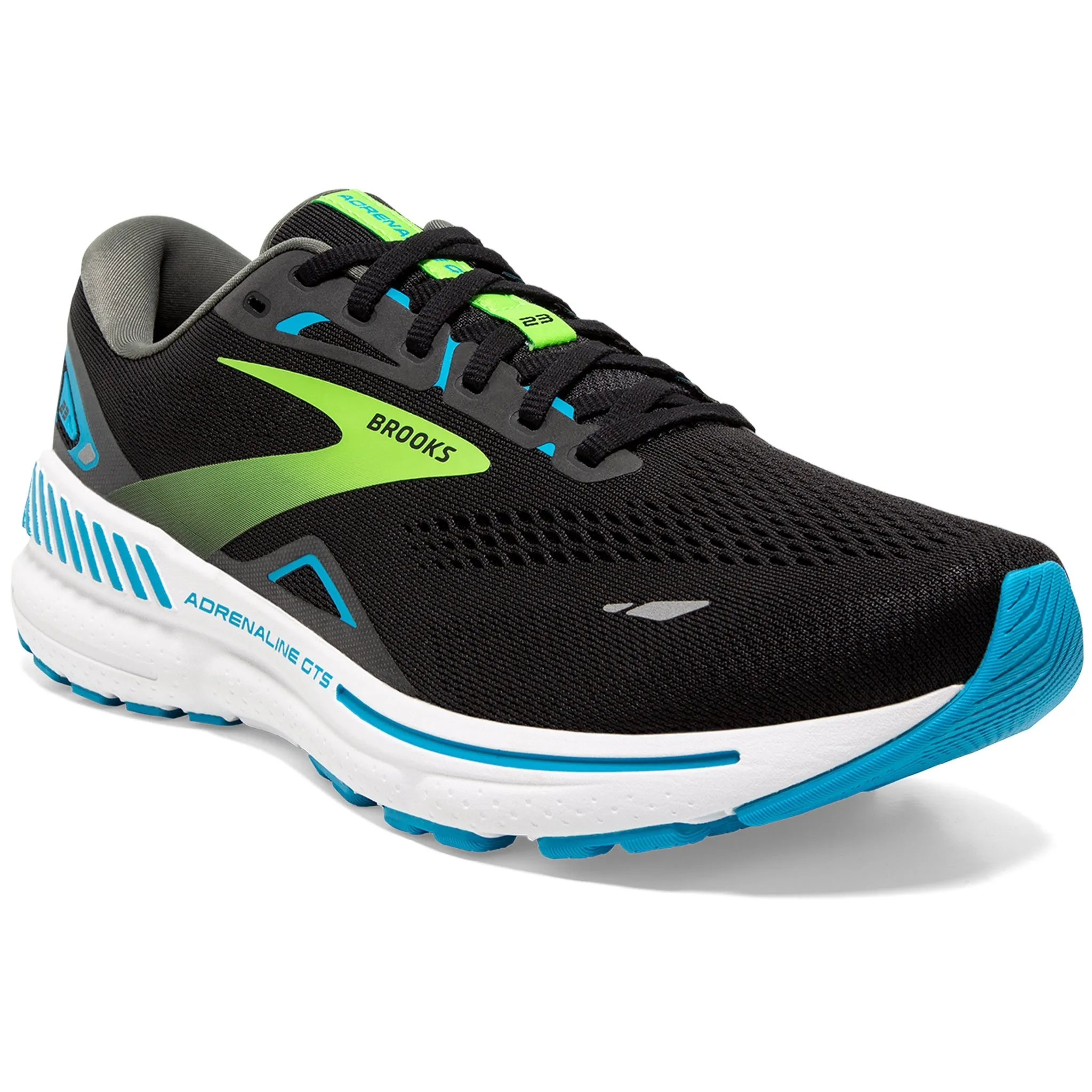 Brooks Adrenaline GTS 23 Men's 2E Wide Fit Black/Hawaiian Ocean/Green