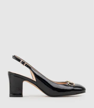 CAMILLE65 Slingback Pump with Trim in Black Crinkle Patent