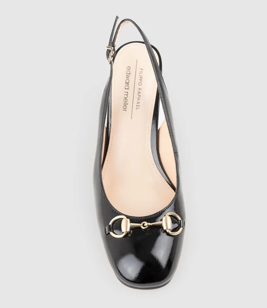CAMILLE65 Slingback Pump with Trim in Black Crinkle Patent