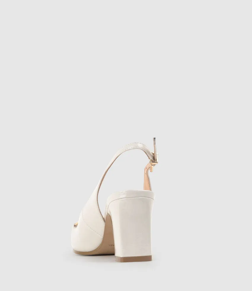 CAMILLE65 Slingback Pump with Trim in Bone Patent