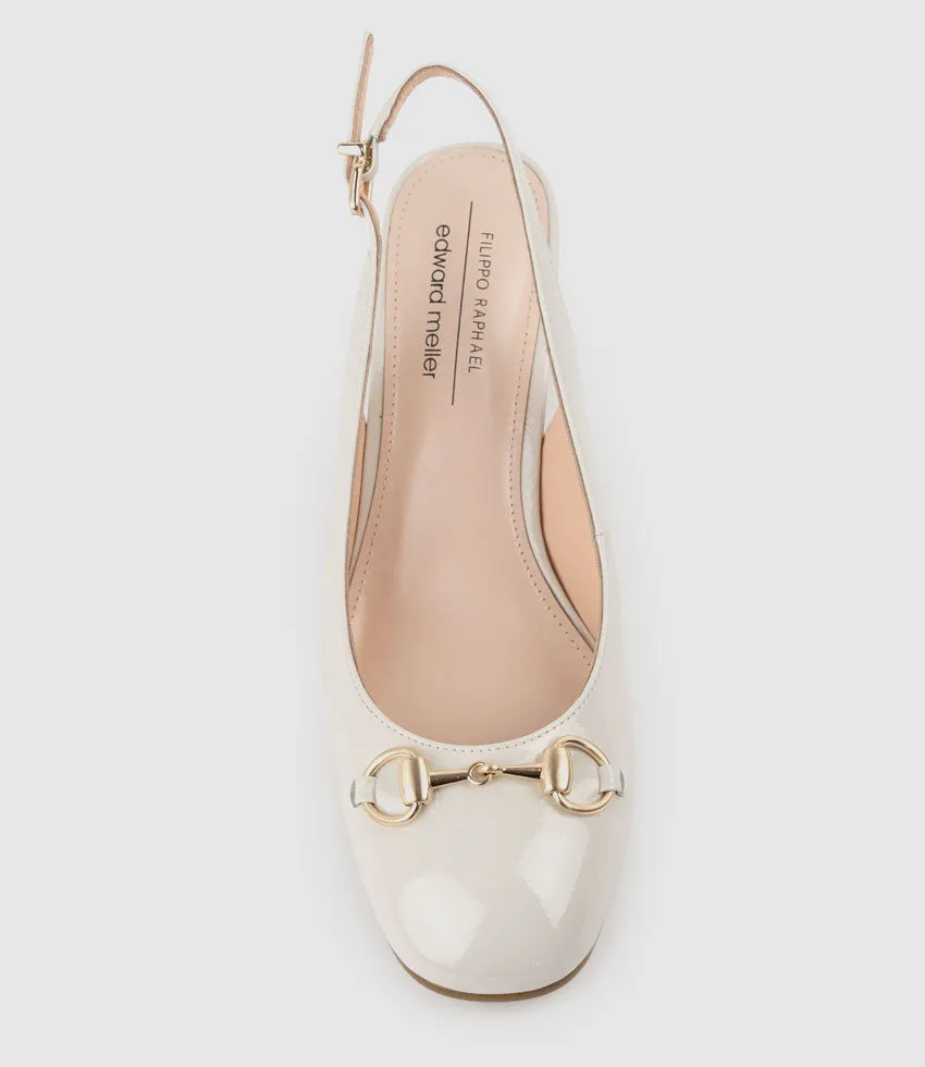CAMILLE65 Slingback Pump with Trim in Bone Patent