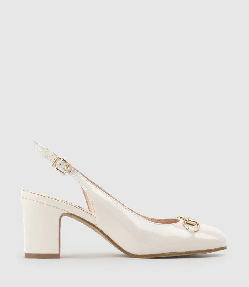 CAMILLE65 Slingback Pump with Trim in Bone Patent