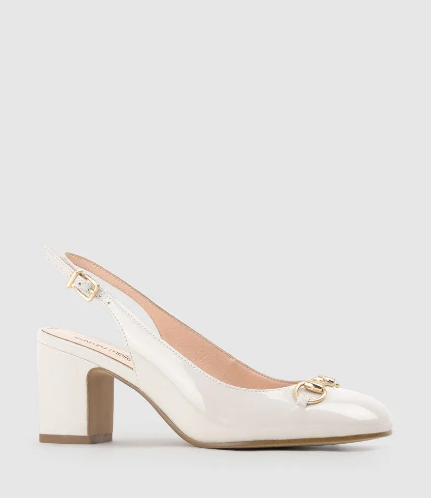 CAMILLE65 Slingback Pump with Trim in Bone Patent