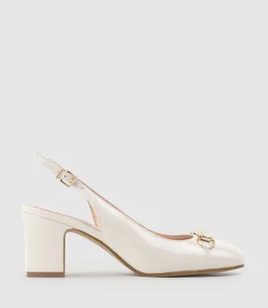 CAMILLE65 Slingback Pump with Trim in Bone Patent