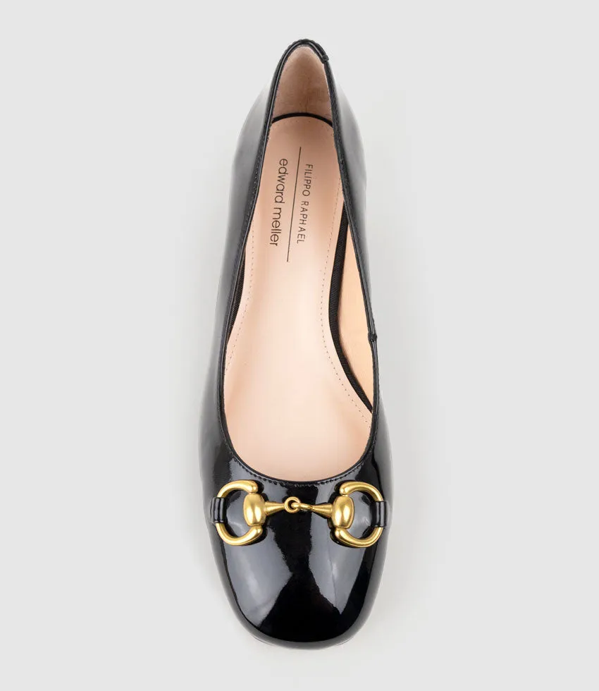CHERISH45 Pump with Trim in Black Patent