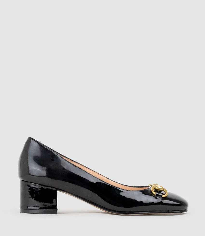 CHERISH45 Pump with Trim in Black Patent