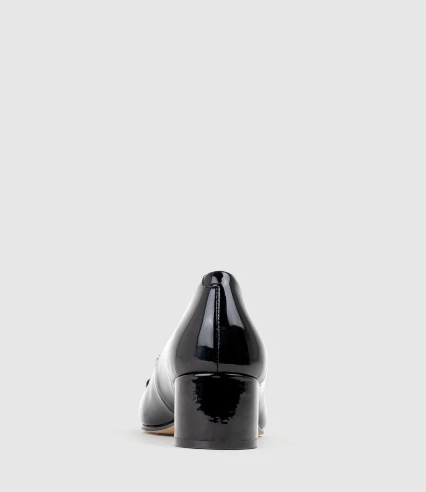 CHERISH45 Pump with Trim in Black Patent