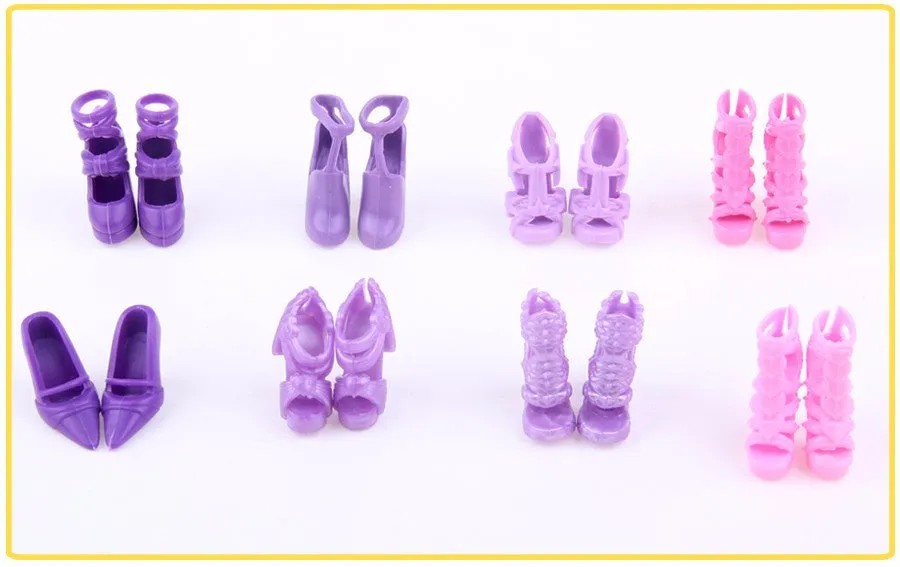 Colorful Accessories Heels Shoes For Barbie | Clothes Dress Doll Best Gift Girl Baby Toys |  10 Pairs Fashion Heels Shoes  For Barbie