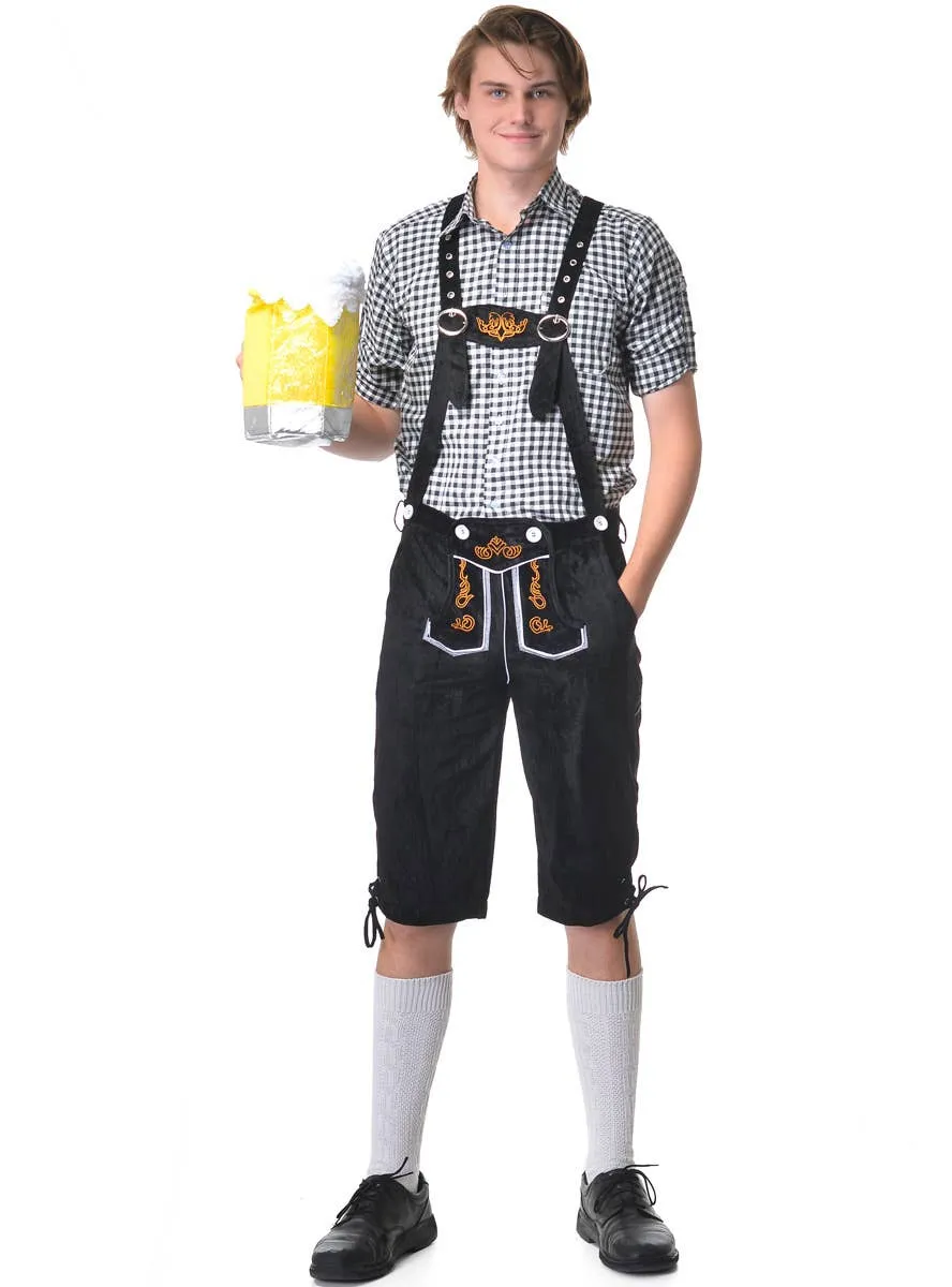 Deluxe Checkered Black Bavarian Mens Oktoberfest Costume