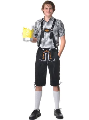 Deluxe Checkered Black Bavarian Mens Oktoberfest Costume