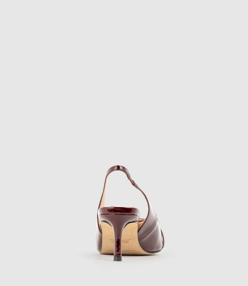 DIVINE55 Slingback Pump with Pearl in Wine Patent